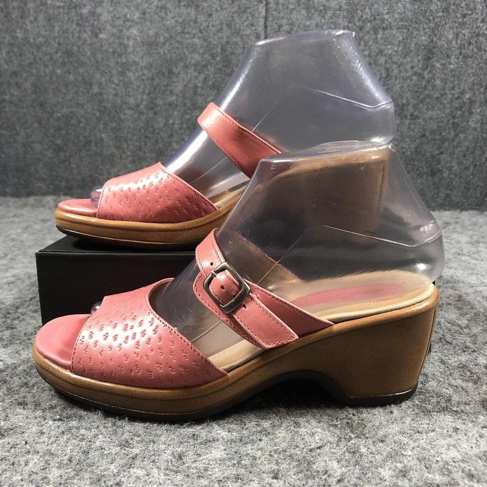 Dansko Sandals Womens 6.5 Pink Leather Slide Wedge Buckle Comfort Casual Shoes - Picture 3 of 16